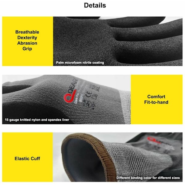 3-pack Micro Foam Nitril Arbetshandskar, Medium/8, Grå, 2000