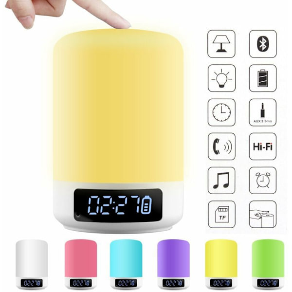 Väckarklocka Kreativ Bluetooth-högtalare Väckarklocka Färgrik Ljus Touch Sängbordsklocka Atmosfärsljus Nattlampa