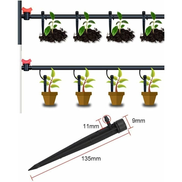 100 st Justerbara Slangbevattningsdroppar Automatisk Droppbevattningssystem Mikrodroppar Droppar för Växter Växthus DIY Trädgård (13CM)