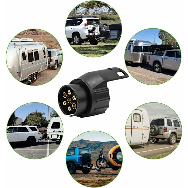 7 til 13-polet tilhengeradapter 7-polet tilhengerkontakt for bilhenger, traktor, campingvogn, sykkelstativ (1 stk)