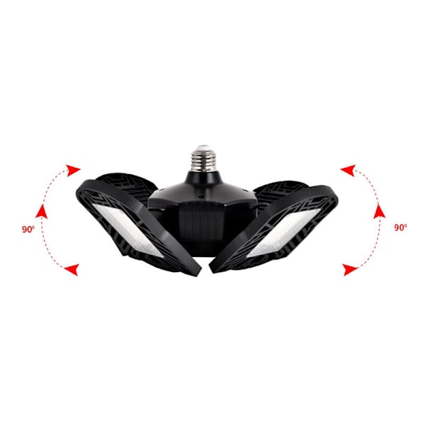 10000LM LED Garage Lys E27 100W Deformerbar Pære Loftslampe til Industri- og Mineværksted Jord-Sort