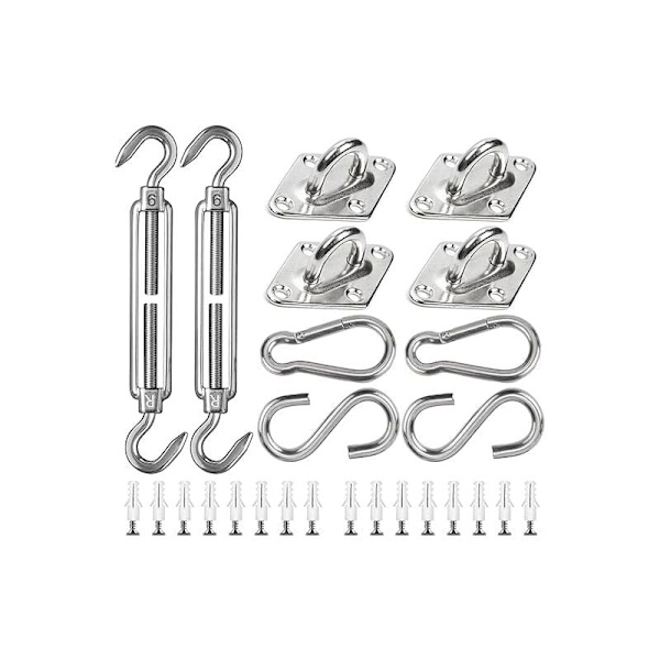 Skygge Sejl Beslagssæt 42 Dele Rustfrit Stål Hardware til Skygge Sejl Installation, Gynger, Hængekøjer, 15-22CM