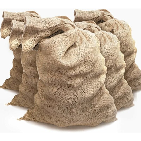 5 store burlap sække - byggeplads affaldssæk - kartoffel jute sæk - genanvendelig jule jute sæk (60x100 cm)