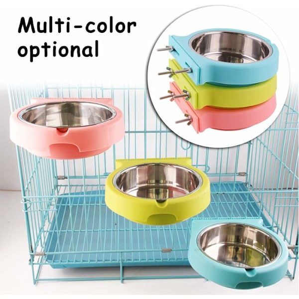 Koiran häkkiin kiinnitettävä ruostumattomasta teräksestä valmistettu irrotettava kulho, pieni vesikulho syöttölaite koirille, kissoille, kaneille, linnuille, Green Pet Supplies Green Gran
