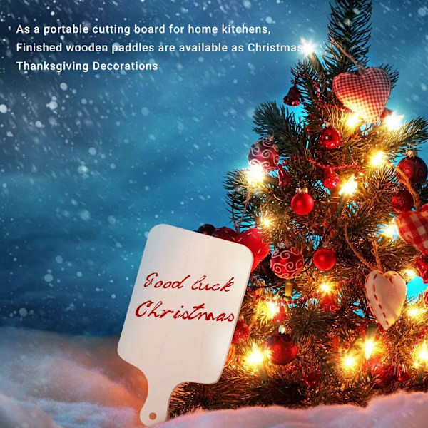 6 st Mini Jul Träskärbräda med Handtag Träpall Icke Rektangel Skärbräda Bricka Utskärningar