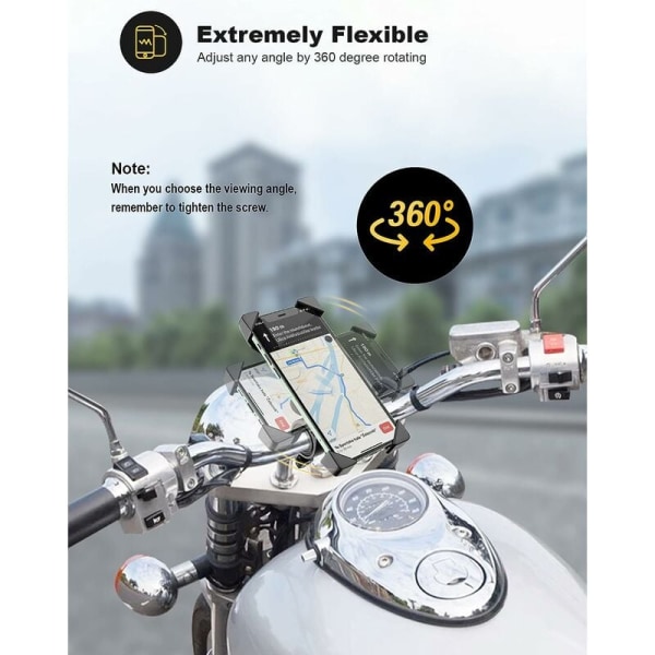 Sykkeltelefonholder Motorsykkel Smarttelefonholder, Universell Sykkelstyreholder med 360° Rotasjon for 3,5 til 6,5 Tommers GPS for Smarttelefoner Andre Dev