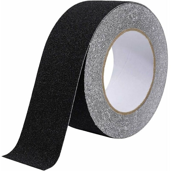Antislip tape, Antislip strimler med antislip klæbebånd til trapper, trin, gulve, Stærk antislip tape, Selvklæbende, Sort (5 cm x 10 m, Bla