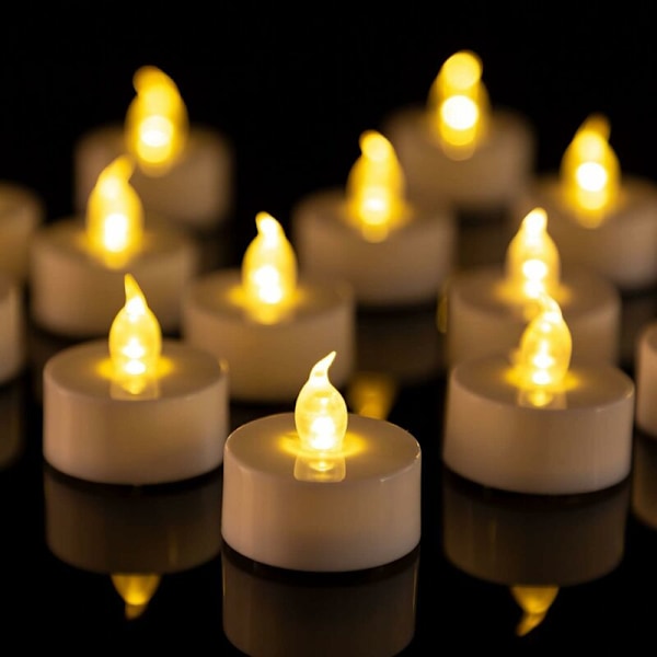 Sett med 24 LED-lys uten duft, te-lys, flammefrie, klare, flimrende lys for hjemmet, batteridekorasjoner til jul, juletre, øst