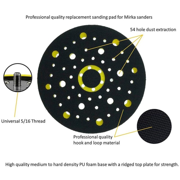 150mm 5/16 gevind 52 hul medium densitet tilfældig orbital slibemaskine krog og løkke bagside kompatibel med CEROS DEROS