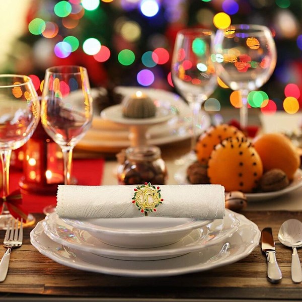 8 stycken julservettringar Julkrans Rensa Servettring för jul Thanksgiving middagsbord Bröllopsdekoration
