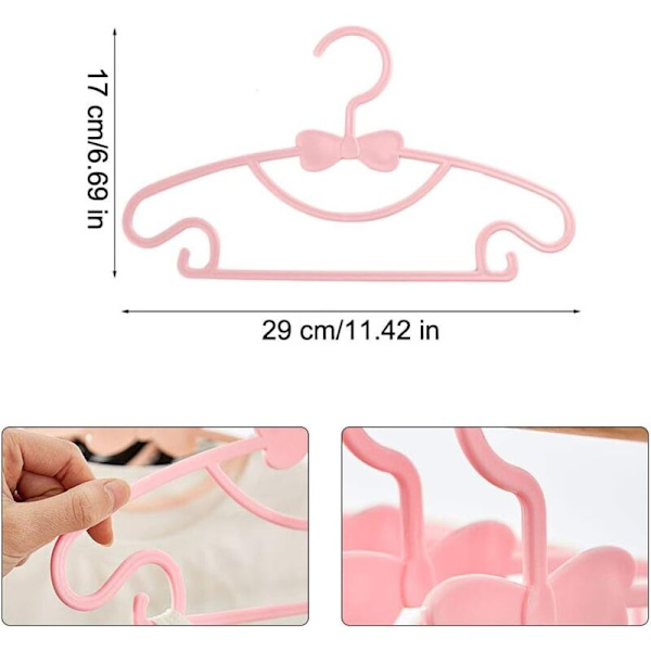 Børne Hængere, Plastik Børne Hængere, Skridsikre Baby Hængere, Baby Hængesæt, til Garderobe Tøj, (Pink, 20 Stk)
