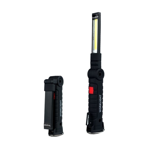 COB LED arbeidslys USB LED-lys 360 graders roterende belysningsmodus 5 + magnetisk base + krok inspeksjonsarbeidslampe 2 stk serie (L+S)