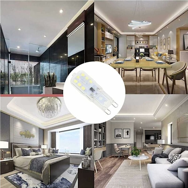 6 stk G9 LED-pærer Kald Hvit 5W 6500K Flimmerfri Halogen LED-erstatning Dimbar LED-kapselpære Energibesparende for Vegglampe Lysekrone Ref
