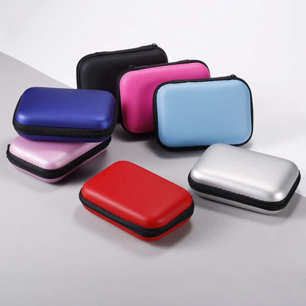 Mini hodetelefon oppbevaringspose mobiltelefon datakabel lader oppbevaringsboks bærbar headset datakabel myntpung 1 stk (rød)