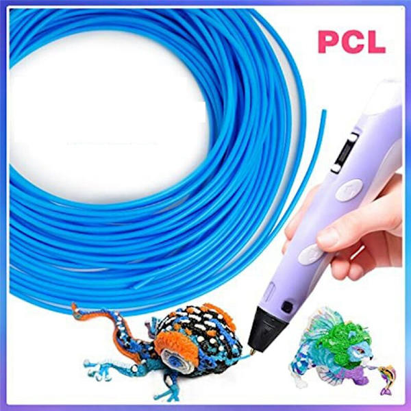 PCL 3D Pen Filament, 10M Hver - PCL 1.75mm, Lavtemperaturfarver, Børn