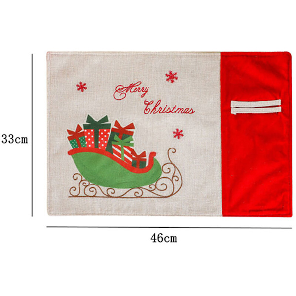 Glædelig Jul Bordskånere Sæt af 4, med Gavebil Trykt, Skridsikker Bordskånere, Vaskbare Bordskånere, 13 X 18 Tommer, A