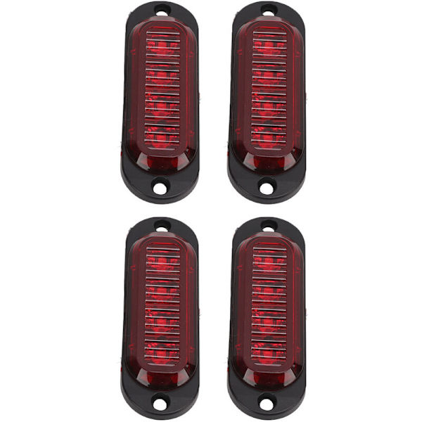 4 stk. Høy Lysstyrke Lastebil Sidelys 3000K IP65 Vanntett LED Enkel Installasjon Nødlys for 12-24V Rød Lastebil