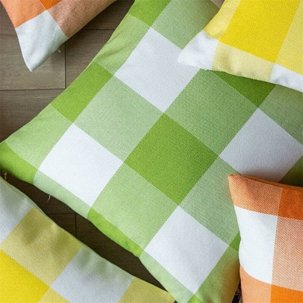 Set med 2 Kuddfodral i Bomull och Linne, Geometrisk Gitter, Dekoration för Soffa, Hem, Vardagsrum, Sovrum 55x55cm, Orange