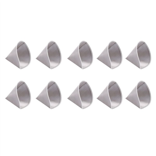 10X Genanvendelig Hæld Over Kaffe Filter Papirløs Kaffe Filter Rustfrit Stål Kegle Filter 3-4 Kop Kaffe Dryp Filter