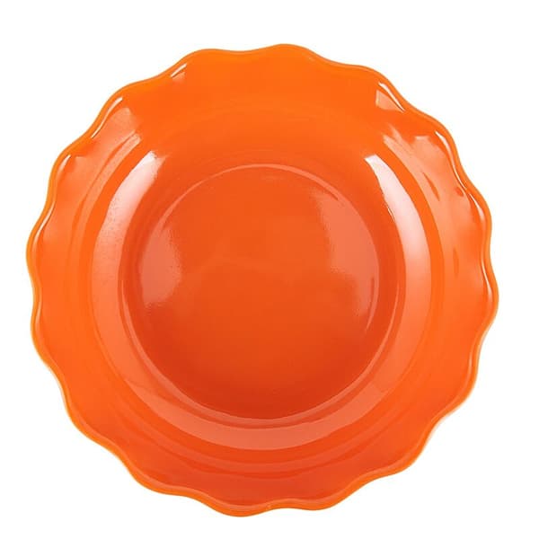 Oranssi aaltoileva reuna pyöreä melamiini hedelmäpäärynä säiliö alusta
