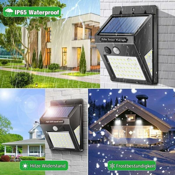 Solcellsdrivna Utomhuslampor, 50 LED Solcellsdrivna Utomhuslampor med Rörelsesensor 270Ḟ Superljus Sollampa, Säkerhetsvägglampa 3 Lägen Vattentät Vägglampa