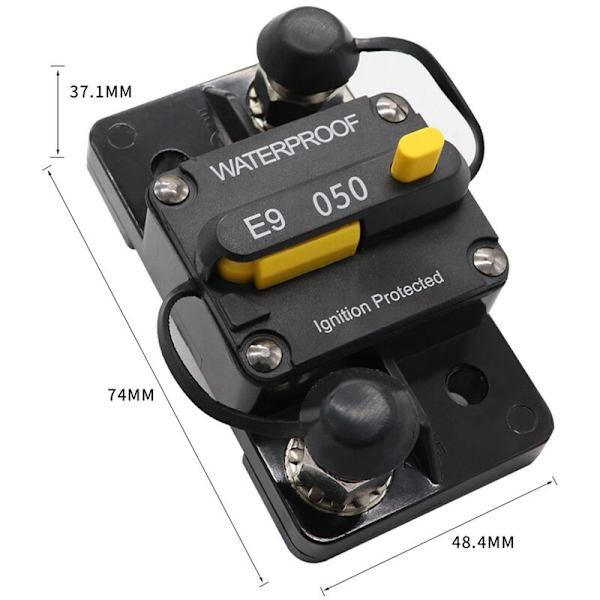 50A Amp Bil Auto Audio Marine Båt Audio Kretsbryter DC 12V/24V/48V Vanntett Kretsbryter Tilbakestill Sikring Inverter