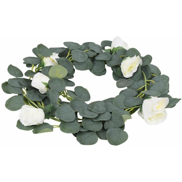 3 kpl sarjaa 6,5 jalkaa keinotekoinen eukalyptusseppele, Faux Silk Eucalyptus Leaf Hanging Vine hääkoristeluun