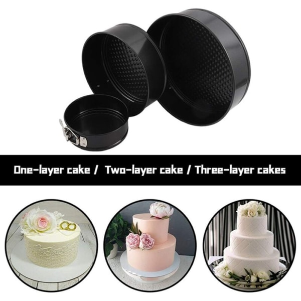 Set med 3 kakformar (4/7/9 tum) för bakning - 3-lagers kakformar med non-stick-beläggning