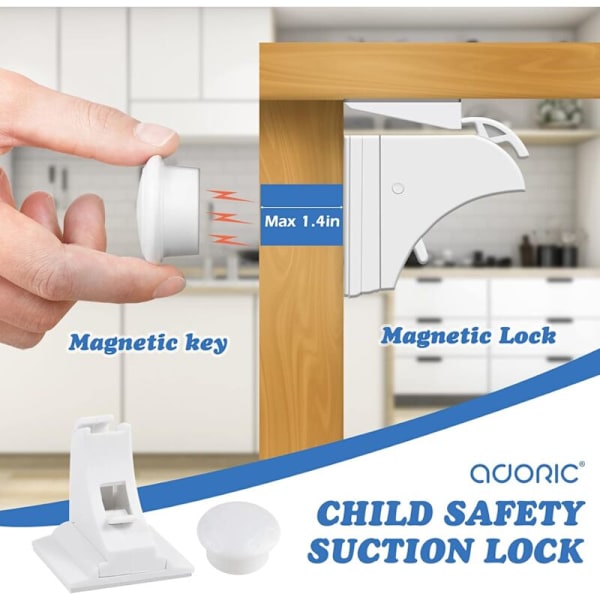 Babyturvallisuuslukot kaappioviin - Lasten turvallisuuslukot laatikoihin Magneettiset turvallisuuslukot kaappeihin (6 lukkoa + 2 avainta)