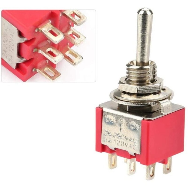 10 st ON-OFF-ON vippströmbrytare 3-lägesbrytare DPDT 6 stift 6 mm 2A/250VAC 5A/120VAC