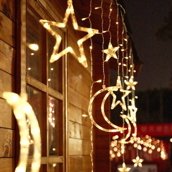 Star Curtain Light Star Warm White -jouluvalo 20 metriä Soveltuu sisä- ja ulkokäyttöön syntymäpäivähääjuhlissa