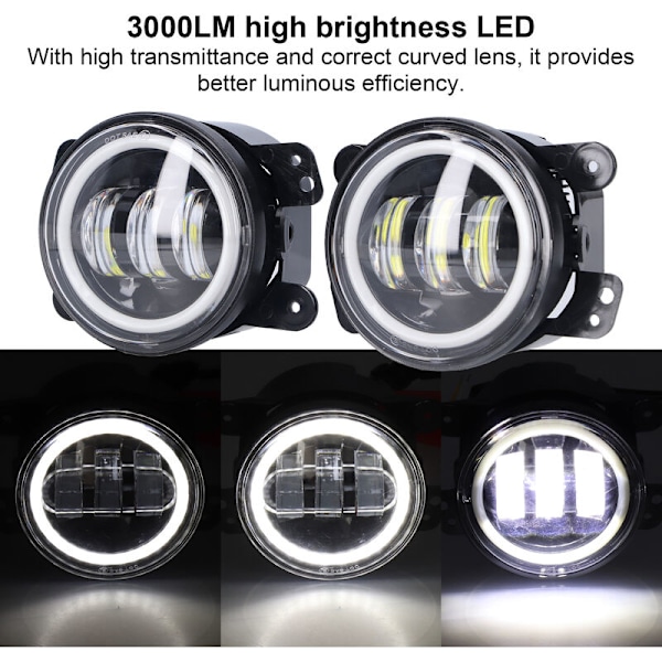 Angel Eyes Lys 30W 3000LM LED Frontlykter 10-30V Universal for Bil Lastebil Varebil Tilhenger