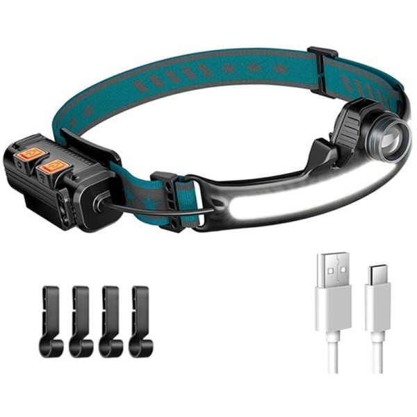 Rechargeable LED Headlamp, 1000 Lumens Headlamp with Motion Sensor, with 4 Helmet Clips for Camping, Hiking