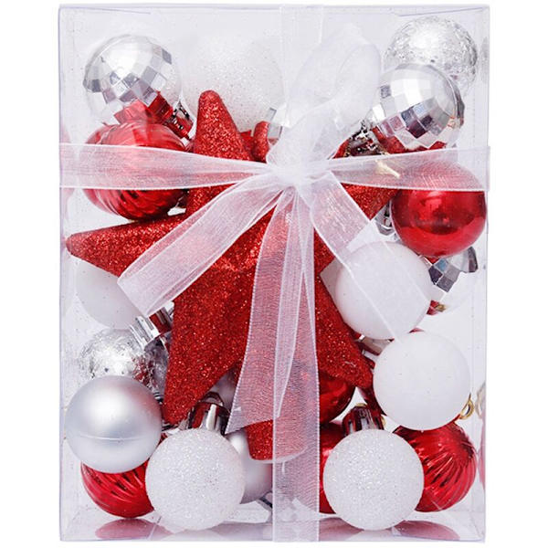 30 stk/sett Glitter Julekule Fargerike Kuler Julefest Hage Julepynt Toppstjerne Dekor Rekvisita D