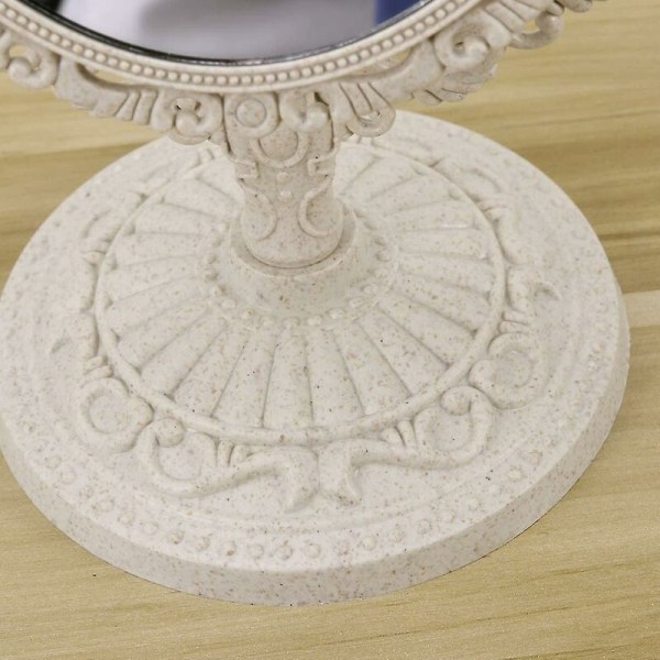 Soikea Kosmeettinen Peili Vintage Pöytäpeili 360 Asteen Kierto Suurennuspeili Kaksinkertainen Peili (beige)