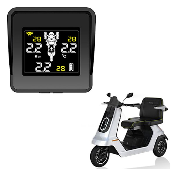 Solcellsbaserat trådlöst däcktrycksövervakningssystem TPMS däcktrycksmätare för LCD-display 3 externa sensorer