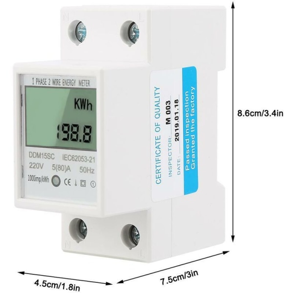 Yksivaiheinen LCD-digitaalinäytön energiamittari 5-80A 220V 50Hz KWh power DDM15SC