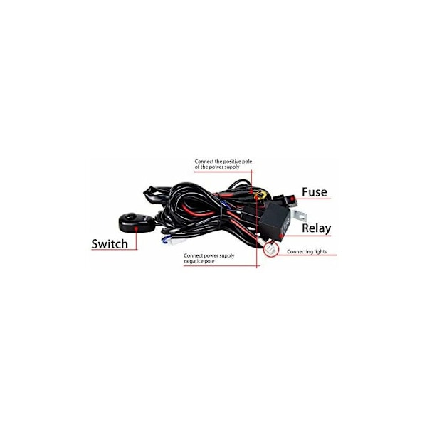 LED Lysstang Ledningsnett Ledningsnett med Relé og Bryter 24V 40A for Bil SUV ATV 4x4 Offroad Offroad Lastebil (Modus A passer for 1 lampe)