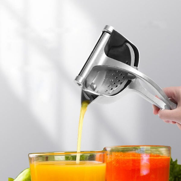Manuell citruspress i zinklegering, citruspress, citronpress, tryckpress för citron, köksredskap för fruktpress, silver