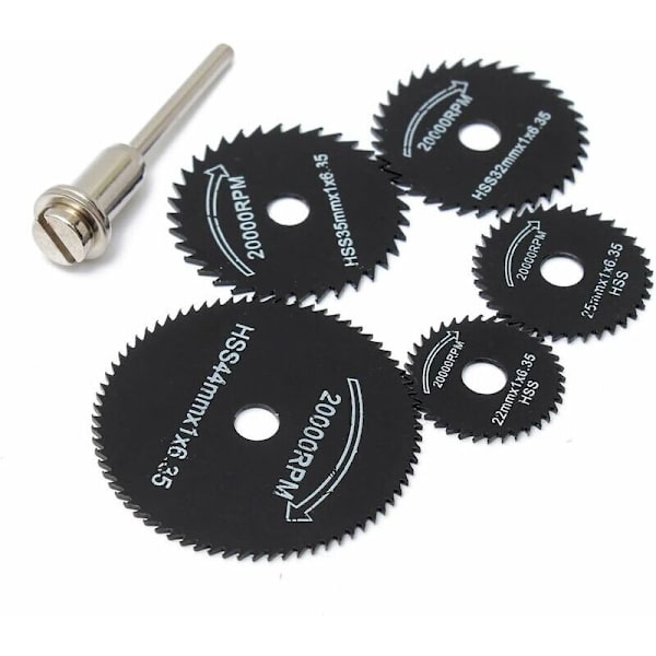 Cirkelsågbladsats - För Dremel-verktyg - För att skära trä och metall RTGPT (6-pack) Svart -