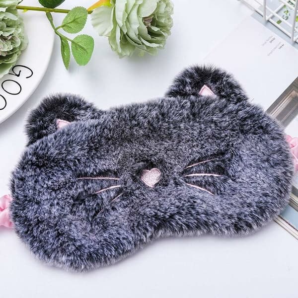 2 st 3D Enhörning Sov Mask Mjuk Fluffig Cartoon Ögonmask Elastisk Ögonlock