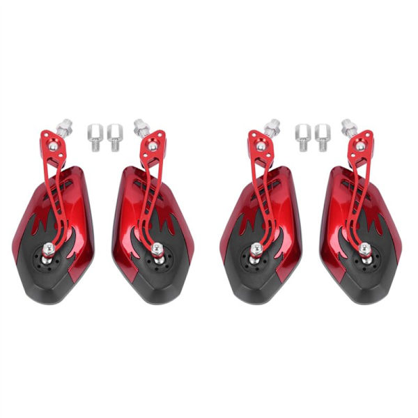 4 stk. Universal Motorcykel Bakview Spejle 360 Graders Rotation Scooter 8/10mm Sort+Rød