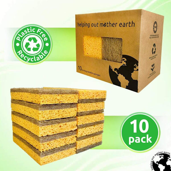 10-pack Naturliga Svamp - Miljövänlig Köksvamp för Hållbart Liv - Biologiskt Nedbrytbar Växtbaserad Disksvamp