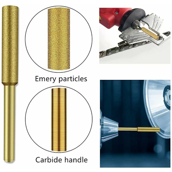 10 stk Elektrisk Kjede Sag Slipesten Sliping Fil, Titanbelagt Diamant Sliping Hjul (4,0 mm)