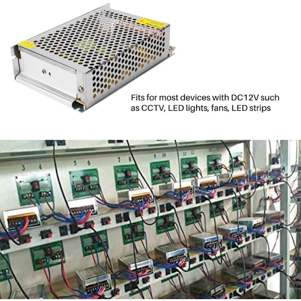 DC 12V 10A 120W Skiftende Strømforsyning Reguleret Transformer / Aluminium Transformer med Sikkerhed Beskyttelse med Overbelastning, Overspændingsbeskyttelse