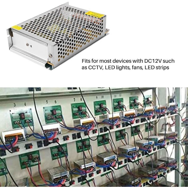 DC 12V 10A 120W Växelströmsförsörjning Reglerad Transformator / Aluminium Transformator med Säkerhetsskydd med Överbelastning, Överspänningsskydd