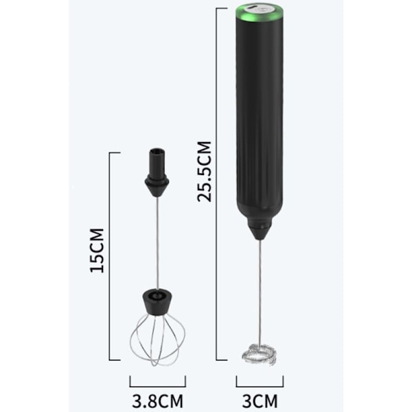 Ledningsfri håndholdt skumfremstiller til mælkeskummer til lattekaffe piskeris blender skummer til cappuccino matcha skummer stav sort
