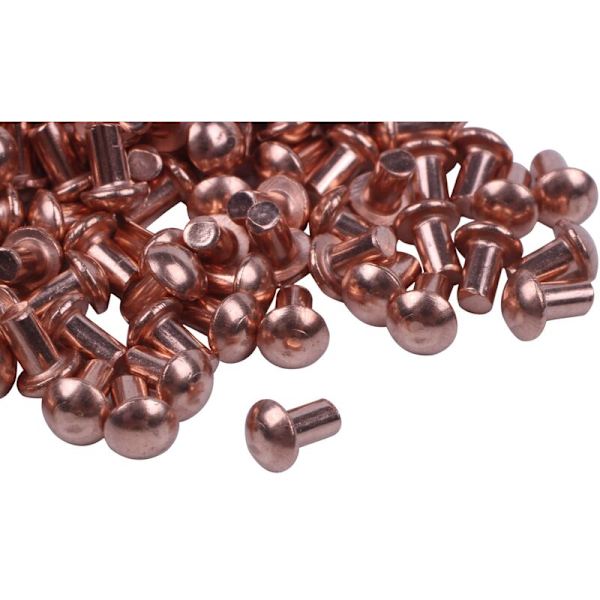 200 Runde Hoved Kobber Nitte Fasteners, Rund Hoved, 5/64 x 1/8 in