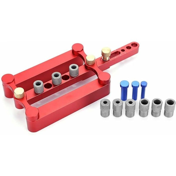 Selvcentererende Dyvler med Borhul Guide Kit, 6/8/10mm Bor Bits Viskelæder Lokalisering Pins Selvcenterende Dyvler Lang Jig DIY Træbearbejdningsværktøj