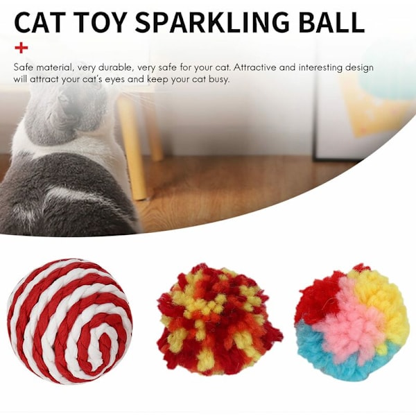 Fällbar kattleksak, interaktiv kattfjäderleksak, fluffiga möss, skrynkliga bollar, för kattungeassortiment